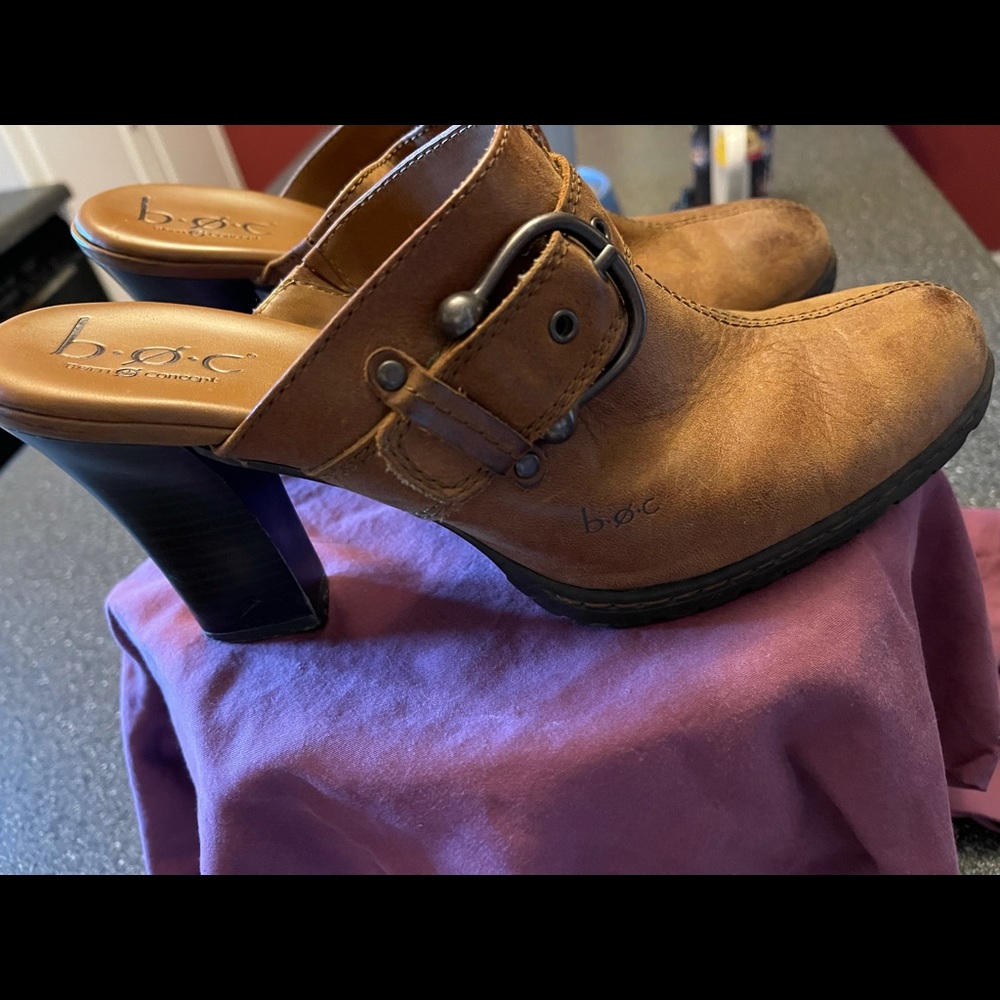 Boc Born Concept Joy Mules Brown Leather Buckle